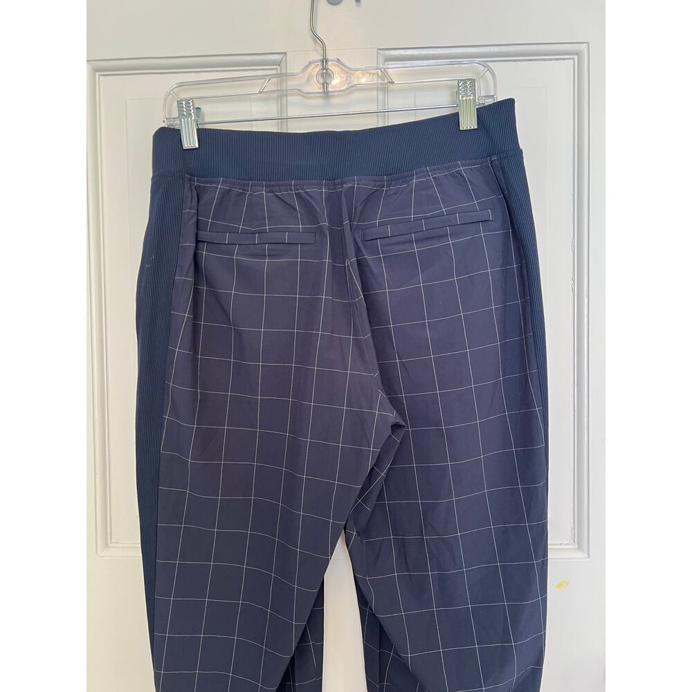 Athleta Brooklyn Textured Ankle Pant Blue WIndowpane Pattern Check Women's 8P - Picture 12 of 14